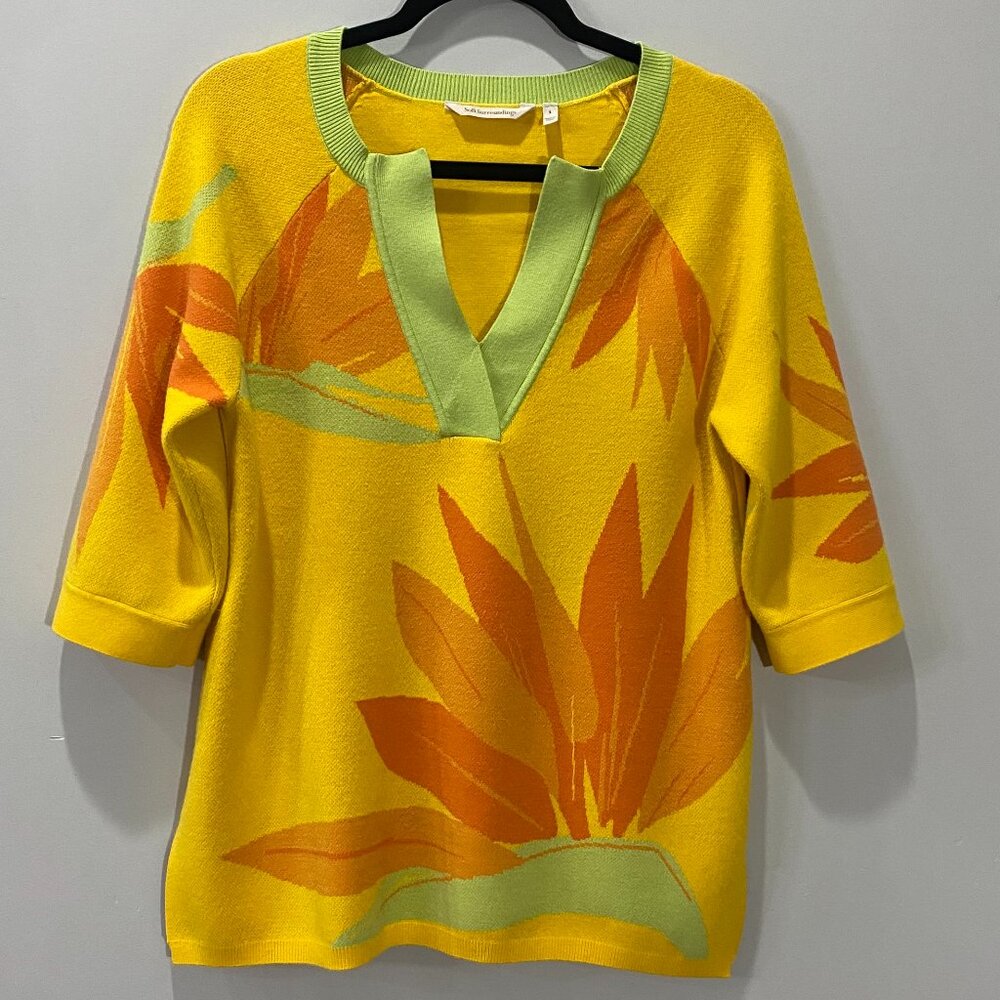 Soft Surroundings | La Paradiso Tropical Tunic Sweater 3/4 Sleeve | SZ S Women's - Picture 2 of 7